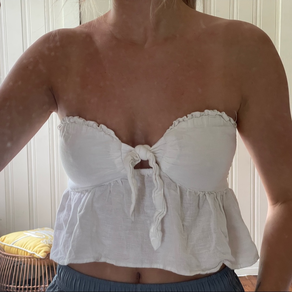 American Eagle white strapless crop top